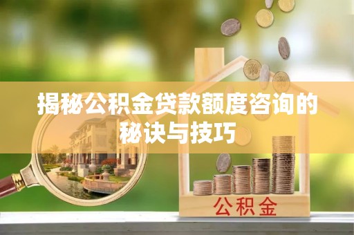 安化揭秘公积金贷款额度咨询的秘诀与技巧