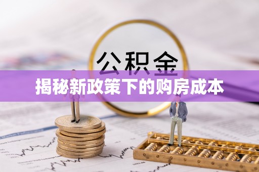 安化揭秘新政策下的购房成本