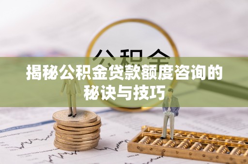 安化揭秘公积金贷款额度咨询的秘诀与技巧